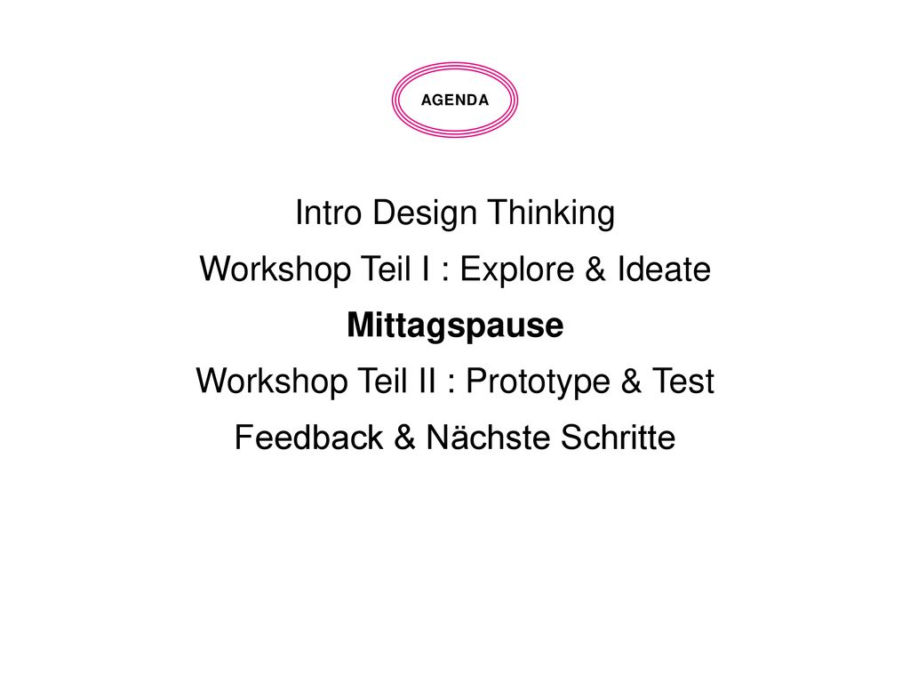 Workshop Teil I : Explore & Ideate Mittagspause