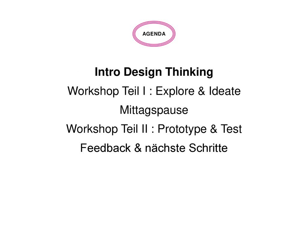 Workshop Teil I : Explore & Ideate Mittagspause