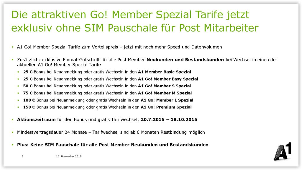 Die attraktiven Go! Member Spezial Tarife jetzt exklusiv ohne SIM Pauschale für Post Mitarbeiter
