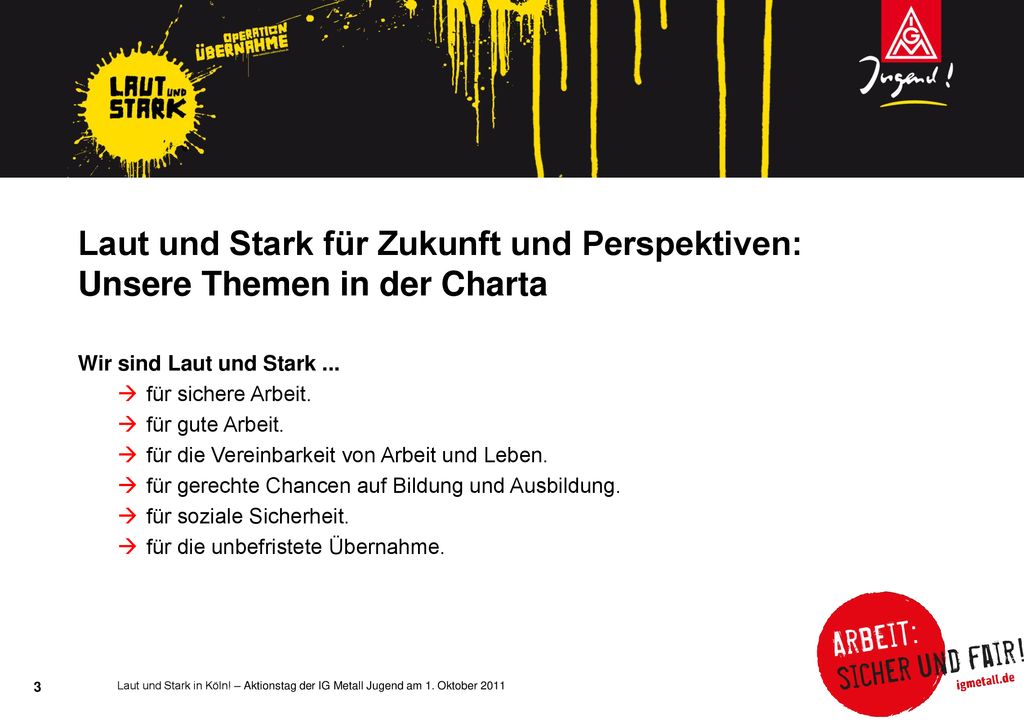 Laut und Stark für Zukunft und Perspektiven: Unsere Themen in der Charta
