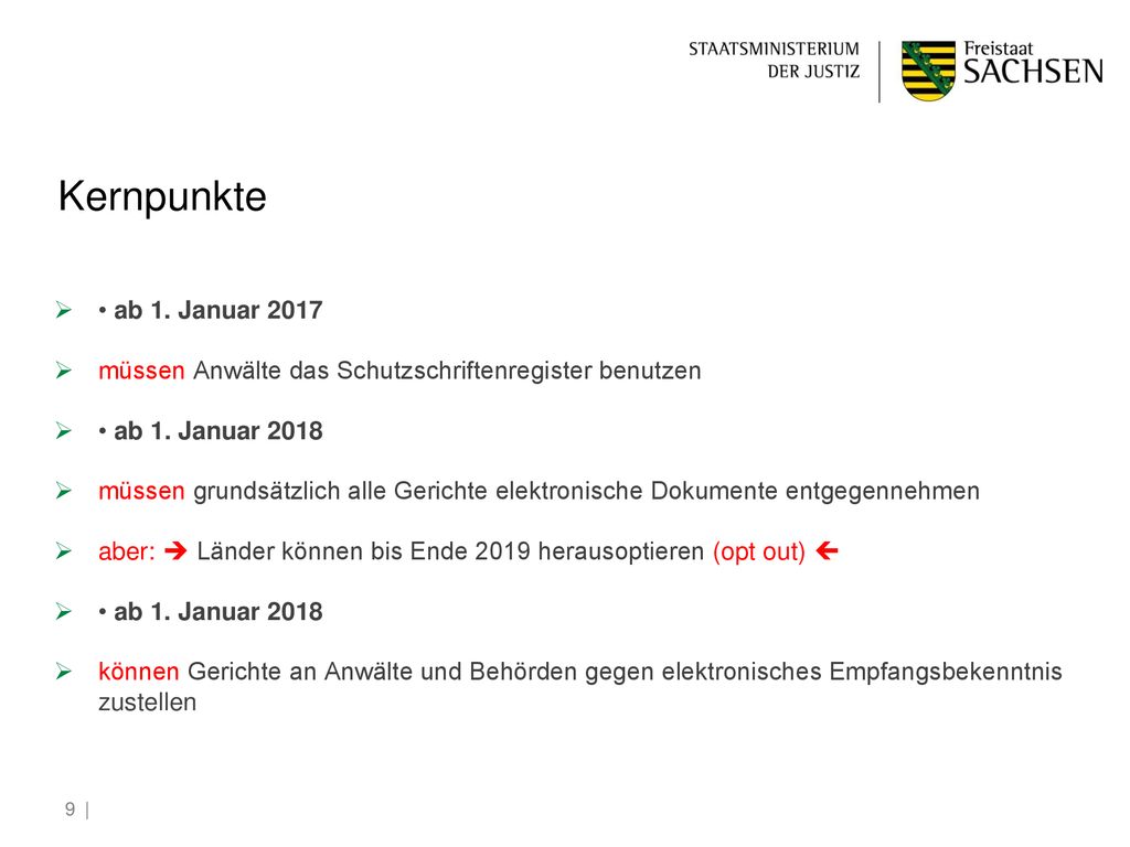 Kernpunkte • ab 1. Januar müssen Anwälte das Schutzschriftenregister benutzen. • ab 1. Januar