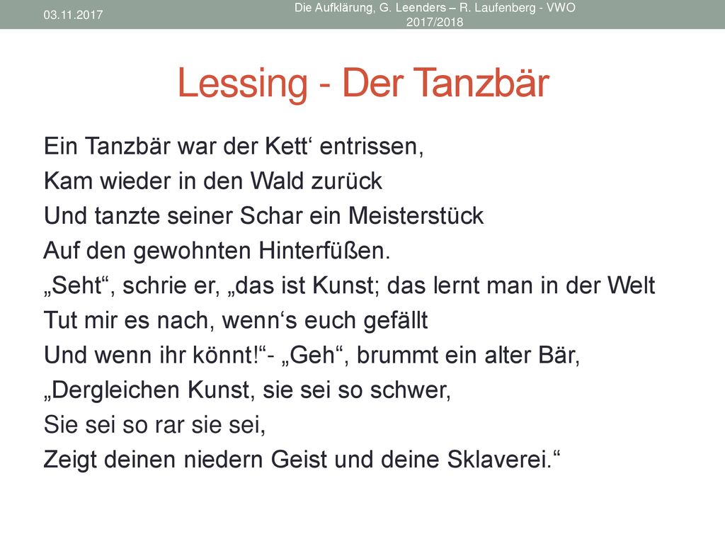 Die Aufklärung, G. Leenders – R. Laufenberg - VWO 2017/2018