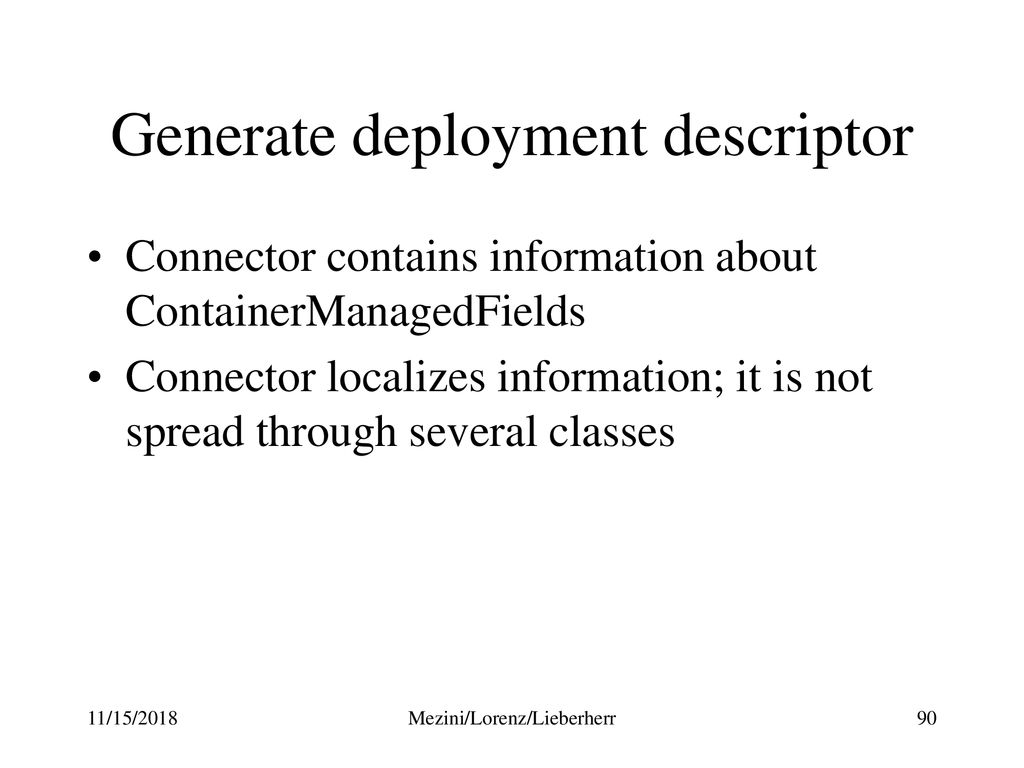 Generate deployment descriptor