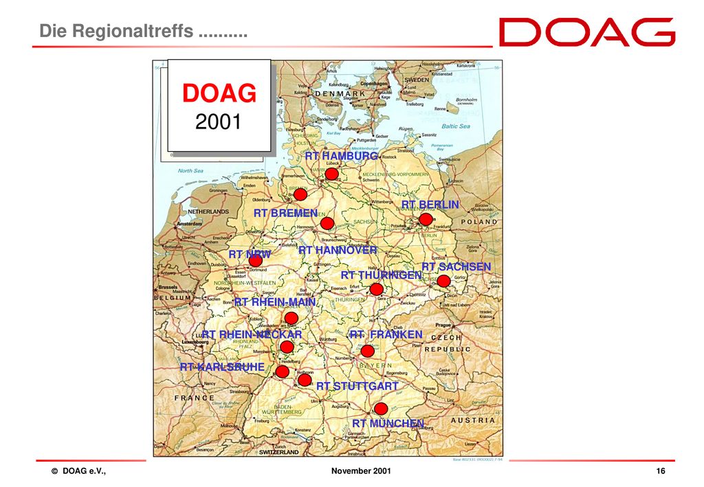 DOAG 2001 Die Regionaltreffs RT HAMBURG RT BERLIN RT BREMEN