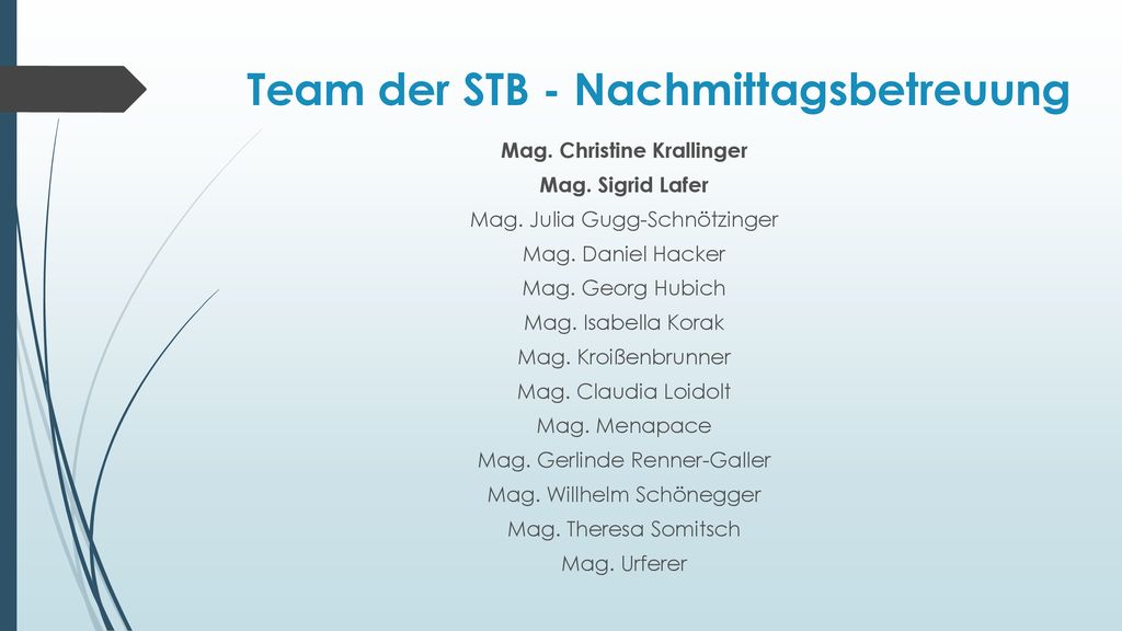 Team der STB - Nachmittagsbetreuung