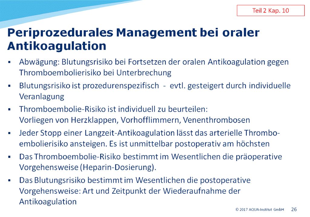 Zur genaueren Abschätzung des Schlaganfall-Risikos bei Patienten mit Vorhofflimmern (VHF) wurde eine Erweiterung des CHADS2-Score vorgenommen, um den Nutzen einer oralen Antikoagulation für Patienten mit niedrigem Risiko besser einschätzen zu können. Der CHA2DS2-VASc-Score berücksichtigt zusätzlich Gefäßerkrankungen wie z.B. Myokardinfarkt und pAVK, ein Alter zwischen 65 und 74 Jahren sowie die Eigenschaft „weibliches Geschlecht mit je einem Punkt bzw. ein Alter ≥ 75 Jahre jetzt in doppelter Wichtung. Der erweiterte Score soll nunmehr Patienten-Subgruppen mit einem CHADS2-Score von 0 und 1 identifizieren, die tatsächlich ein Risiko haben.