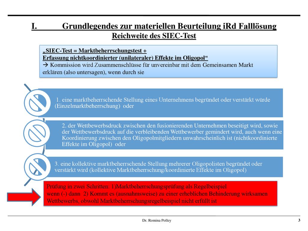 I. Grundlegendes zur materiellen Beurteilung iRd Falllösung Reichweite des SIEC-Test