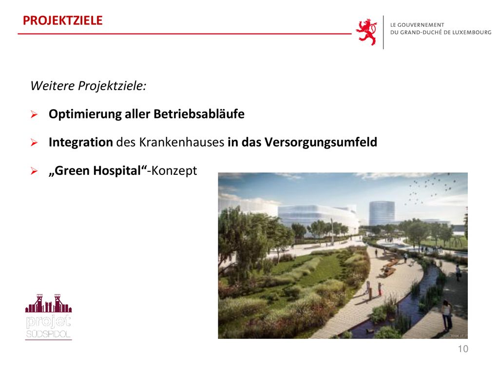 PROJEKTZIELE Weitere Projektziele: Optimierung aller Betriebsabläufe. Integration des Krankenhauses in das Versorgungsumfeld.
