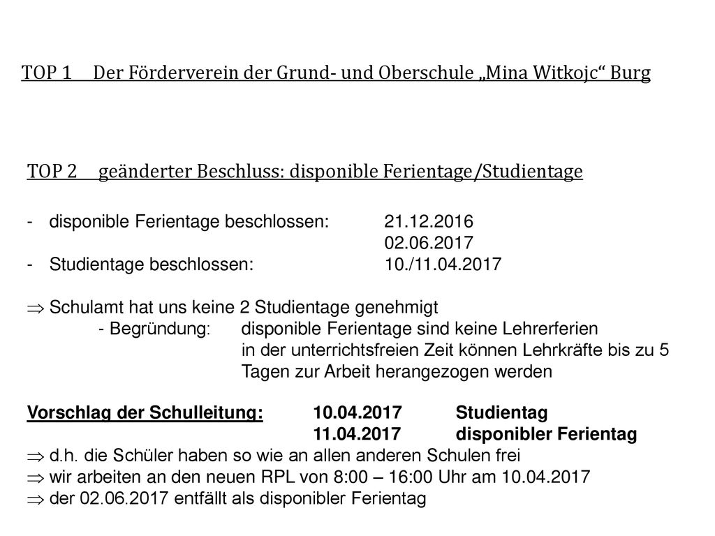 TOP 1 Der Förderverein der Grund- und Oberschule „Mina Witkojc Burg