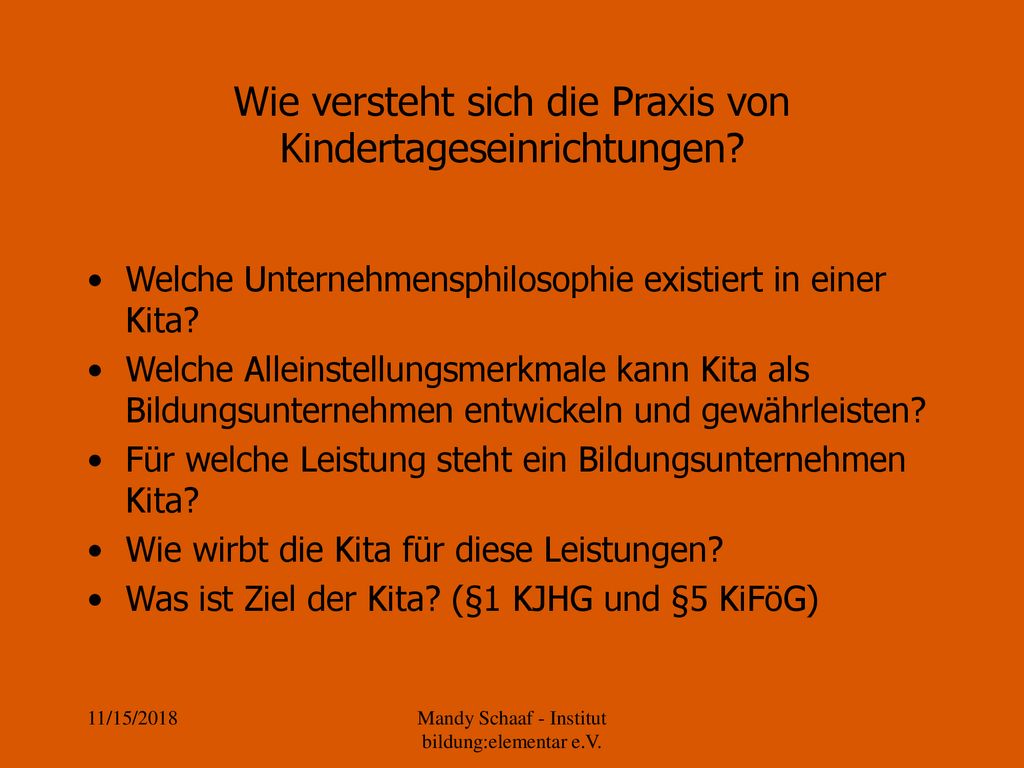 Wie versteht sich die Praxis von Kindertageseinrichtungen
