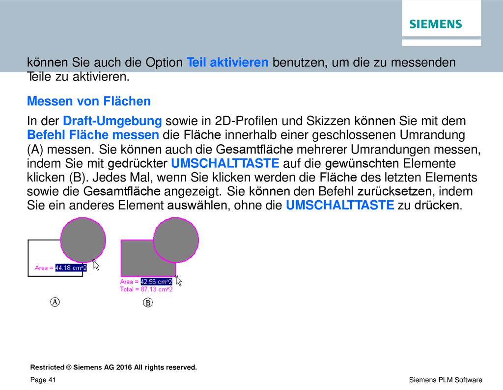 können Sie auch die Option Teil aktivieren benutzen, um die zu messenden Teile zu aktivieren.