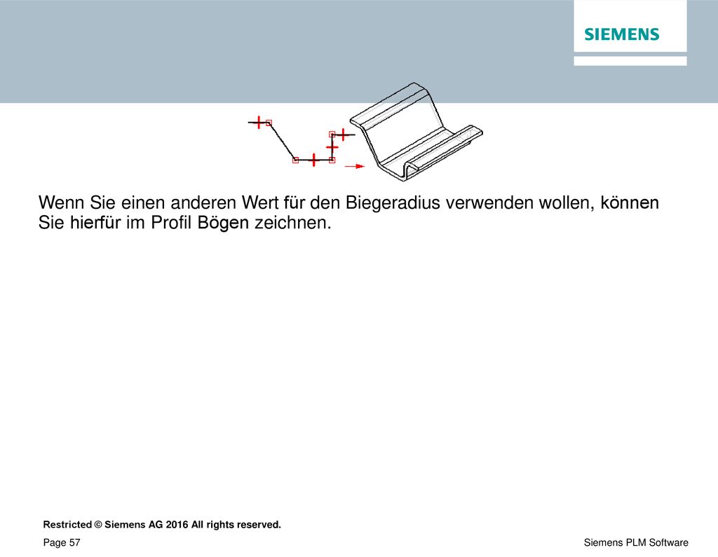 Wenn Sie einen anderen Wert für den Biegeradius verwenden wollen, können Sie hierfür im Profil Bögen zeichnen.