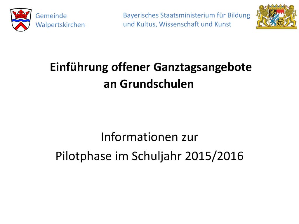 Einführung offener Ganztagsangebote an Grundschulen