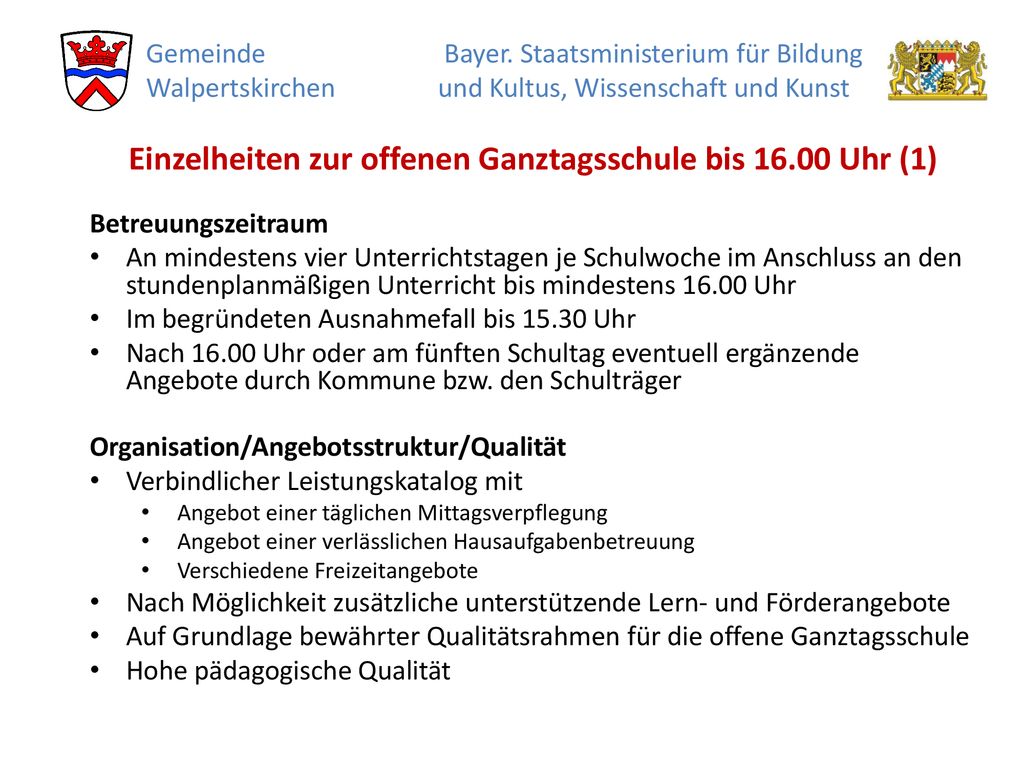 Einzelheiten zur offenen Ganztagsschule bis Uhr (1)