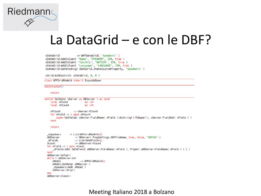 La DataGrid – e con le DBF