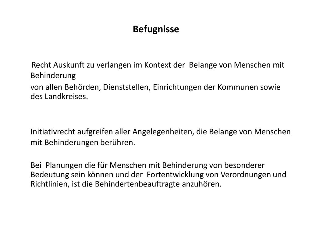 Befugnisse Recht Auskunft zu verlangen im Kontext der Belange von Menschen mit Behinderung.