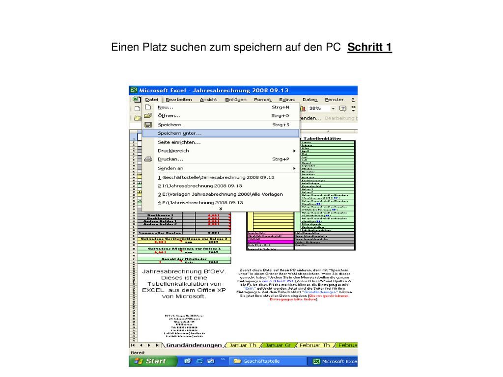 Einen Platz suchen zum speichern auf den PC Schritt 1