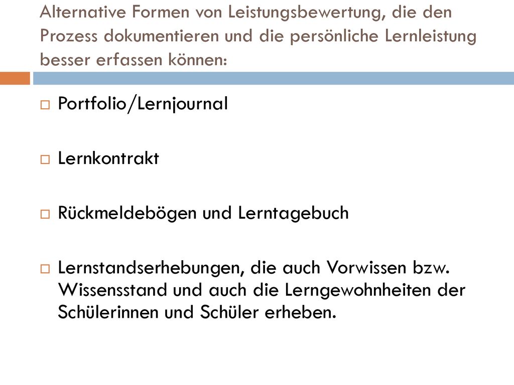 Portfolio/Lernjournal Lernkontrakt Rückmeldebögen und Lerntagebuch