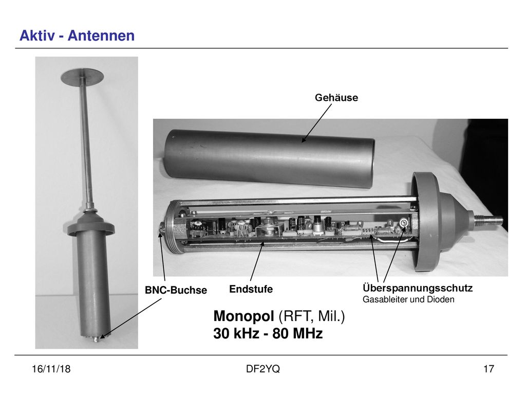 Aktiv - Antennen Monopol (RFT, Mil.) 30 kHz - 80 MHz Gehäuse