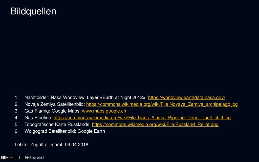 Bildquellen Nachtbilder: Nasa Worldview, Layer «Earth at Night 2012»: