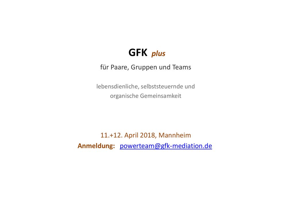 GFK plus für Paare, Gruppen und Teams April 2018, Mannheim