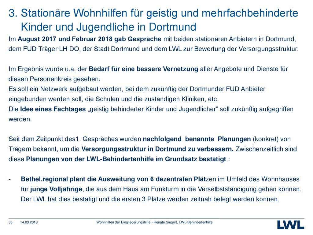 3. Stationäre Wohnhilfen für geistig und mehrfachbehinderte Kinder und Jugendliche in Dortmund