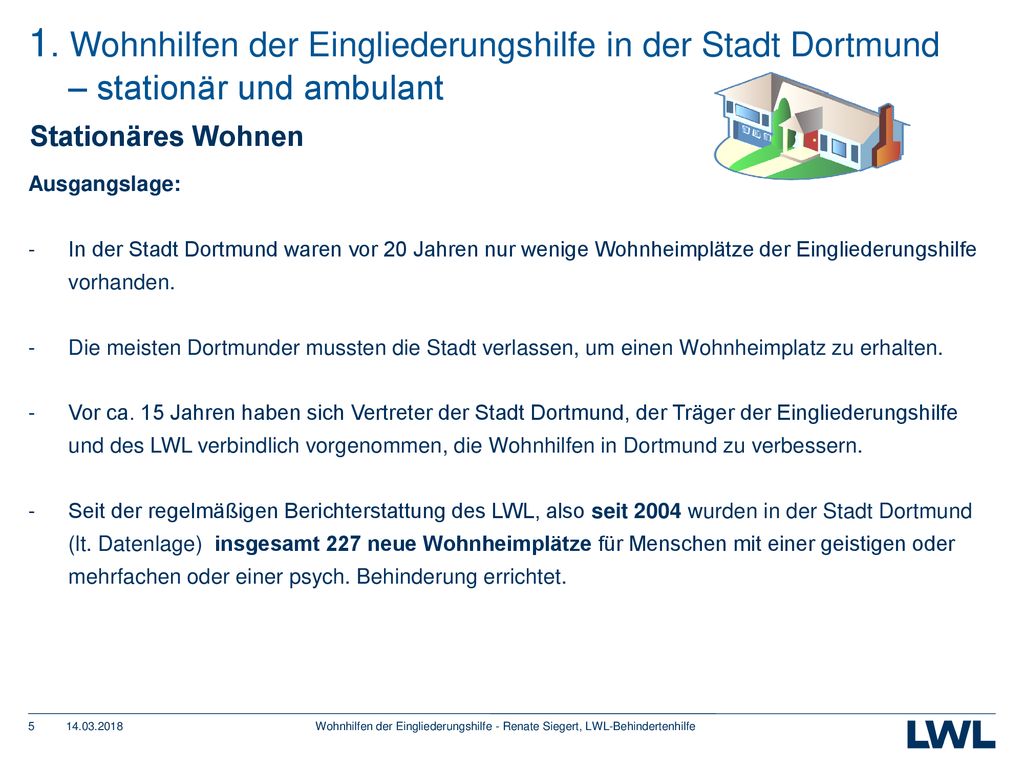 1. Wohnhilfen der Eingliederungshilfe in der Stadt Dortmund – stationär und ambulant