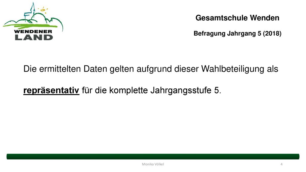 Befragung Jahrgang 5 (2018) Die ermittelten Daten gelten aufgrund dieser Wahlbeteiligung als repräsentativ für die komplette Jahrgangsstufe 5.