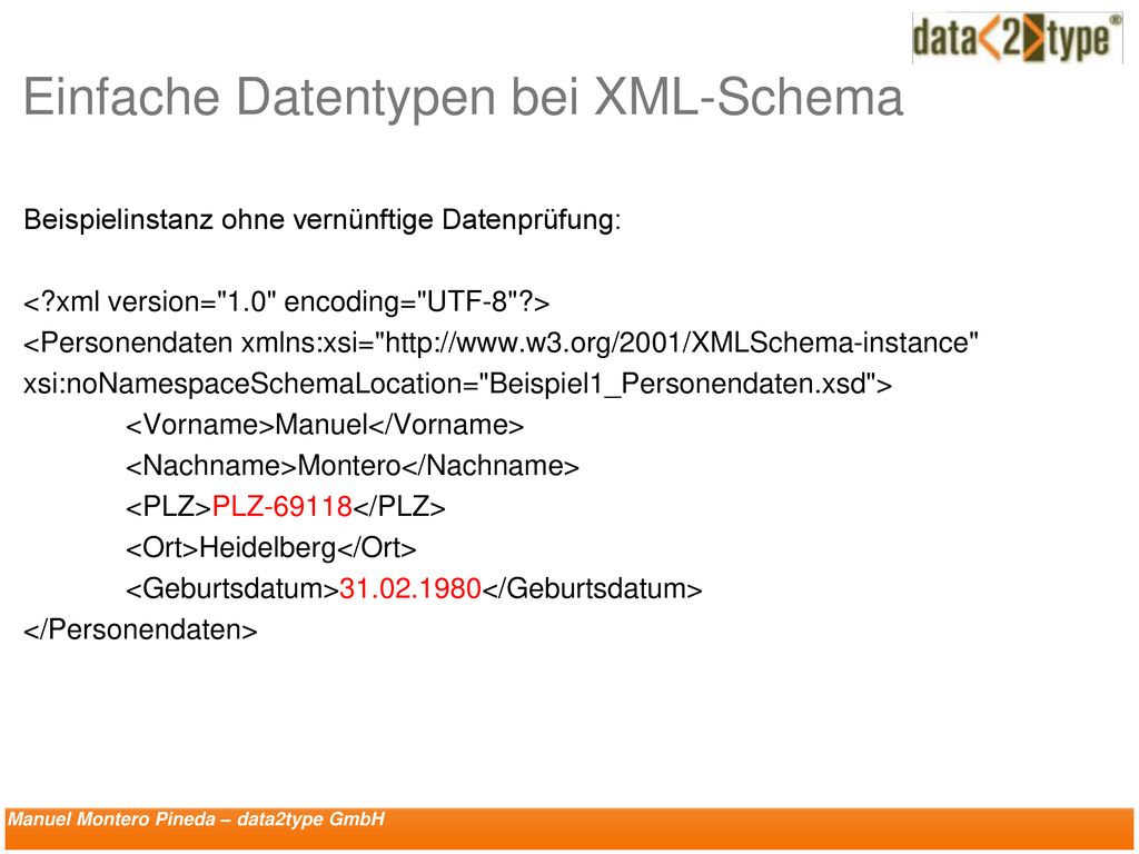 Einfache Datentypen bei XML-Schema