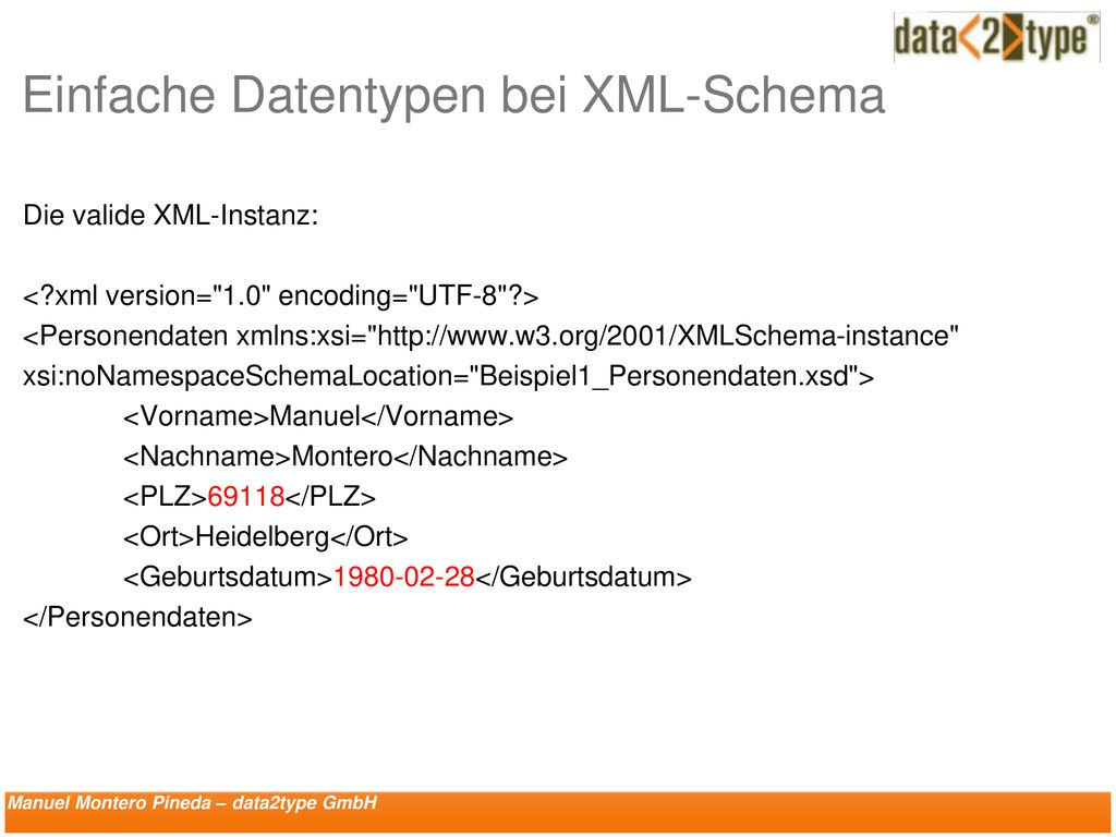 Einfache Datentypen bei XML-Schema
