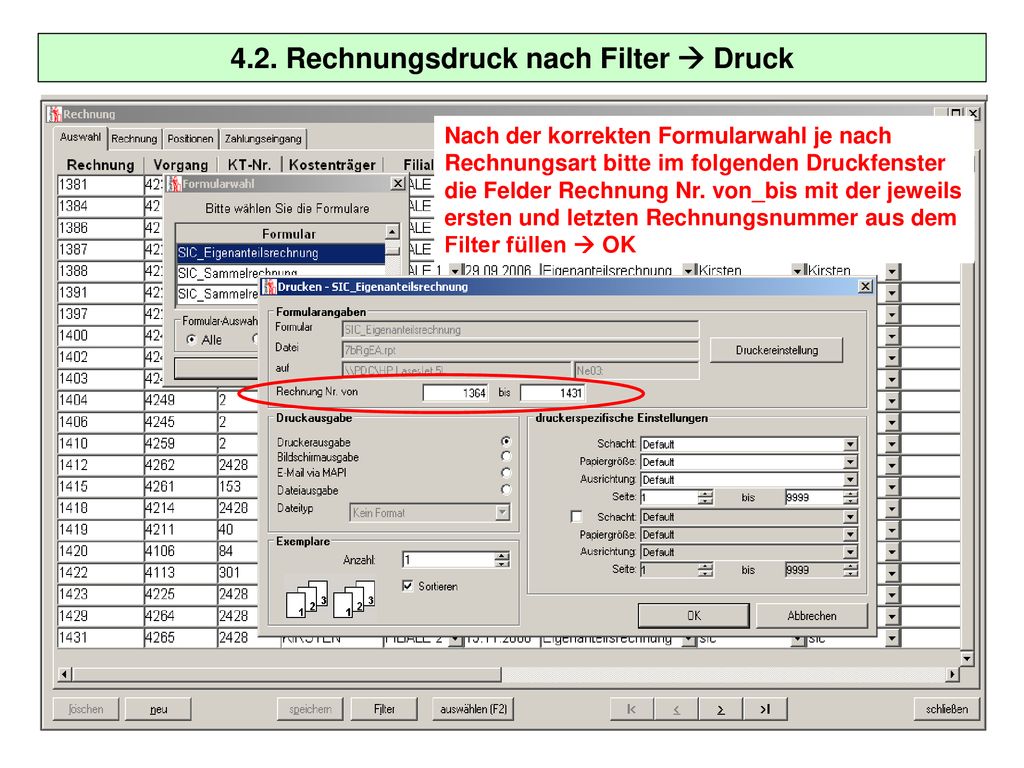 4.2. Rechnungsdruck nach Filter  Druck