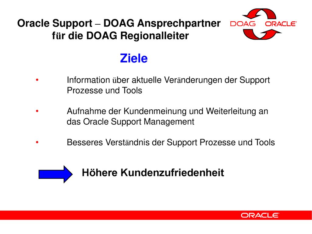 Oracle Support – DOAG Ansprechpartner für die DOAG Regionalleiter