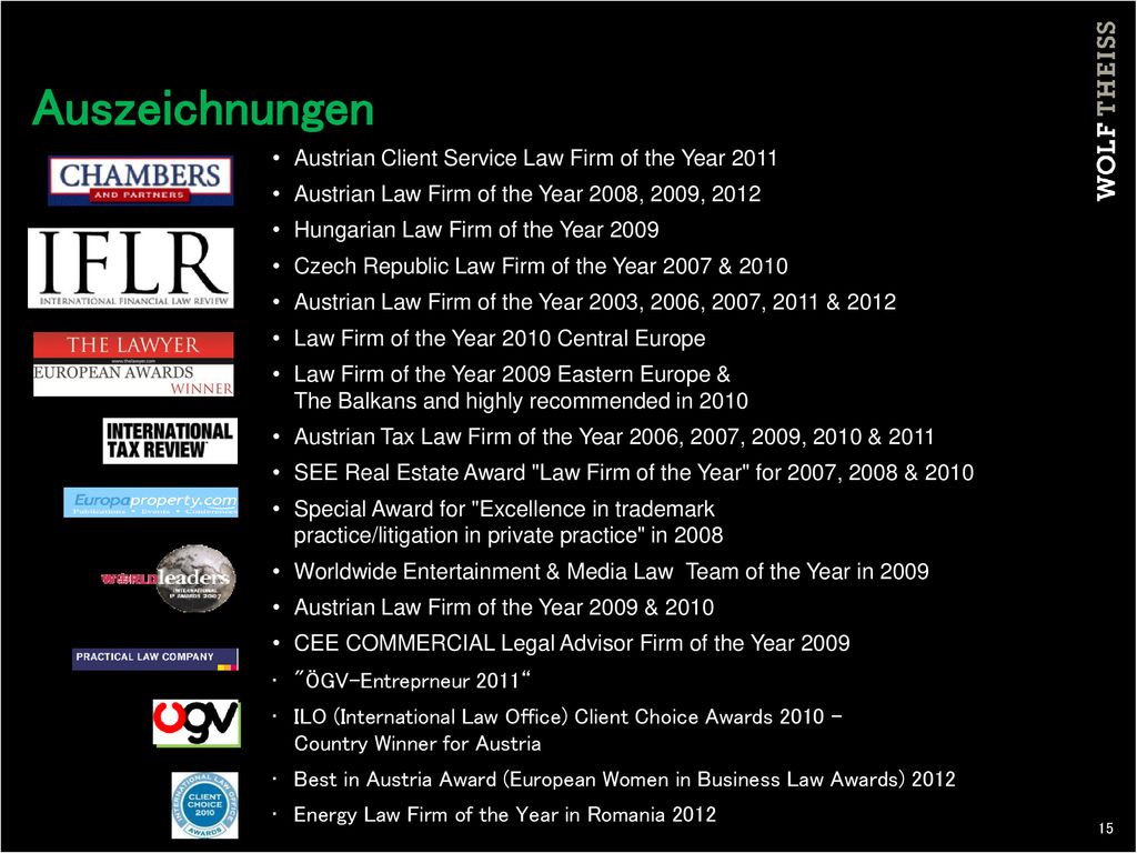 Auszeichnungen Austrian Client Service Law Firm of the Year 2011