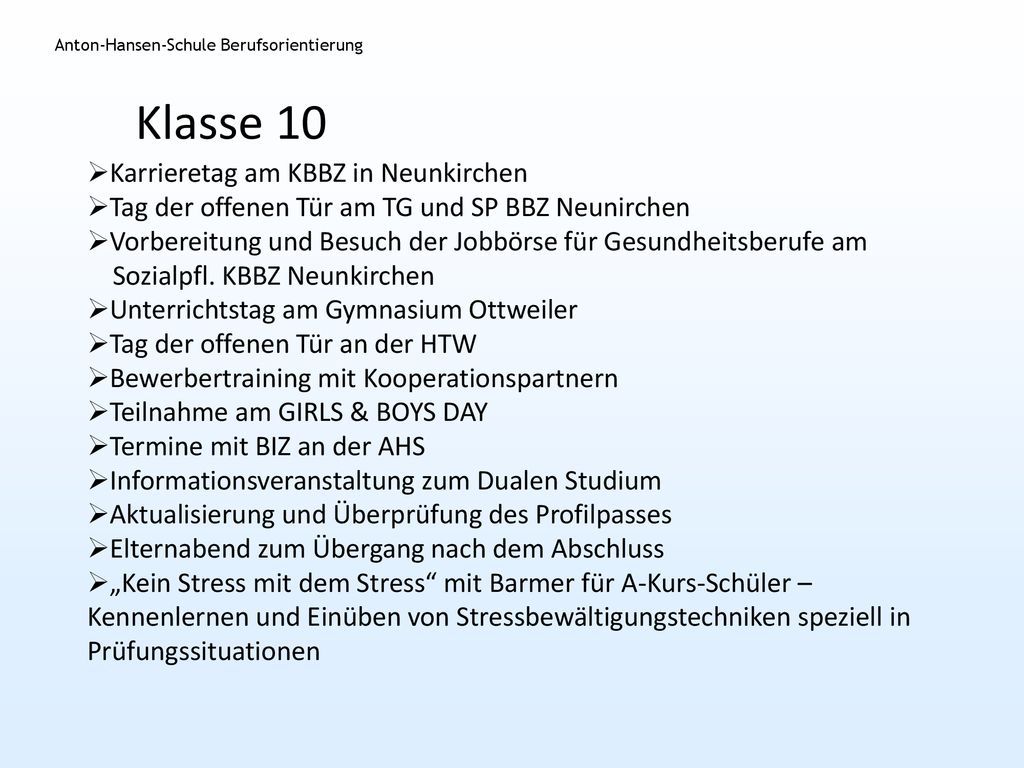 Klasse 10 Karrieretag am KBBZ in Neunkirchen