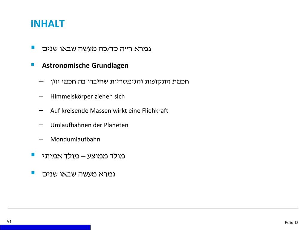 INHALT גמרא ר ה כד/כה מעשה שבאו שנים מולד ממוצע – מולד אמיתי