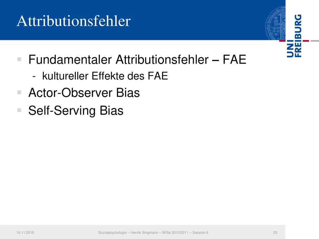 Sozialpsychologie – Henrik Singmann – WiSe 2010/2011 – Session 6