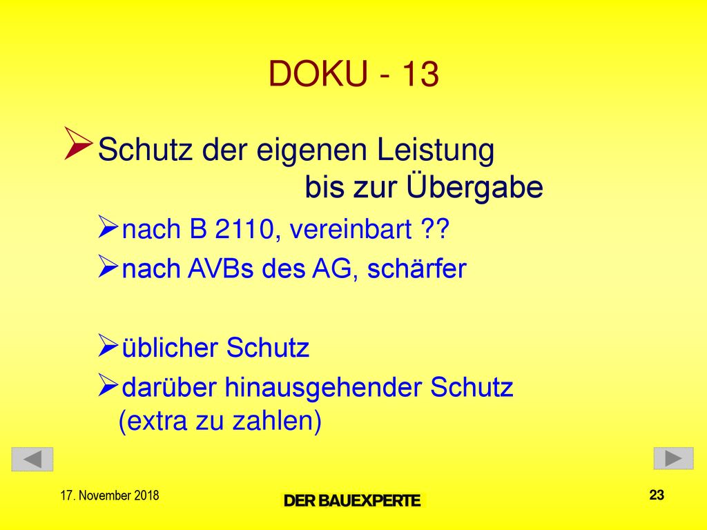 DOKU - 13 Schutz der eigenen Leistung bis zur Übergabe