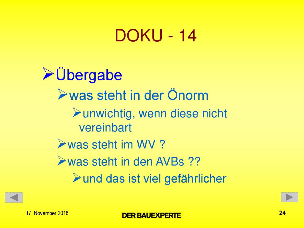 DOKU - 14 Übergabe was steht in der Önorm