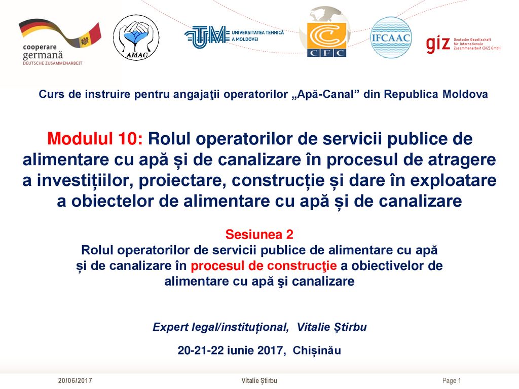 Curs de instruire pentru angajaţii operatorilor „Apă-Canal din Republica Moldova