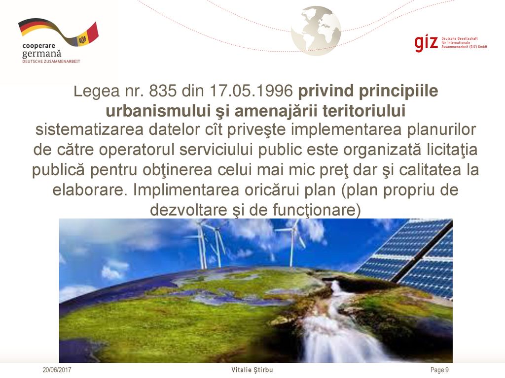 Legea nr. 835 din privind principiile urbanismului şi amenajării teritoriului
