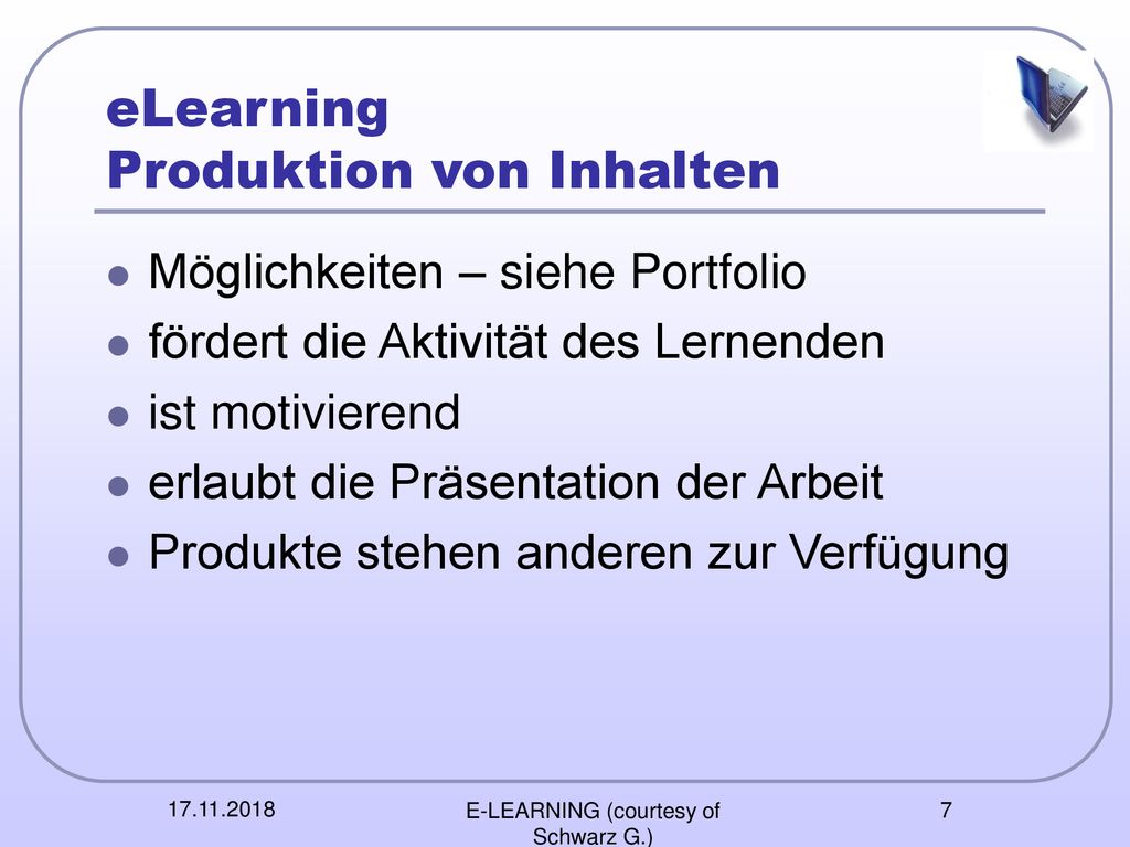 eLearning Produktion von Inhalten