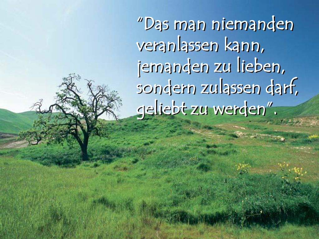 Das man niemanden veranlassen kann, jemanden zu lieben, sondern zulassen darf, geliebt zu werden .