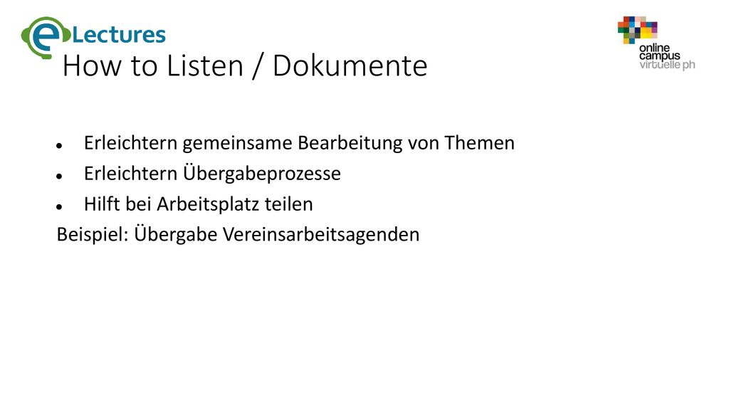 How to Listen / Dokumente