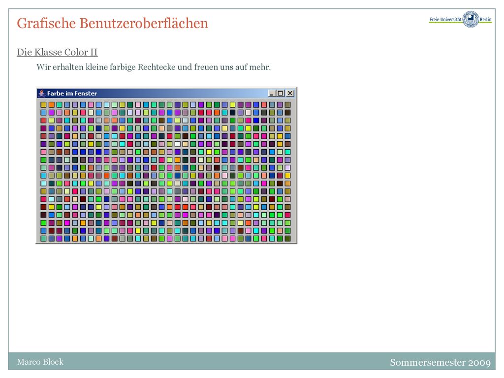 Grafische Benutzeroberflächen Die Klasse Color II