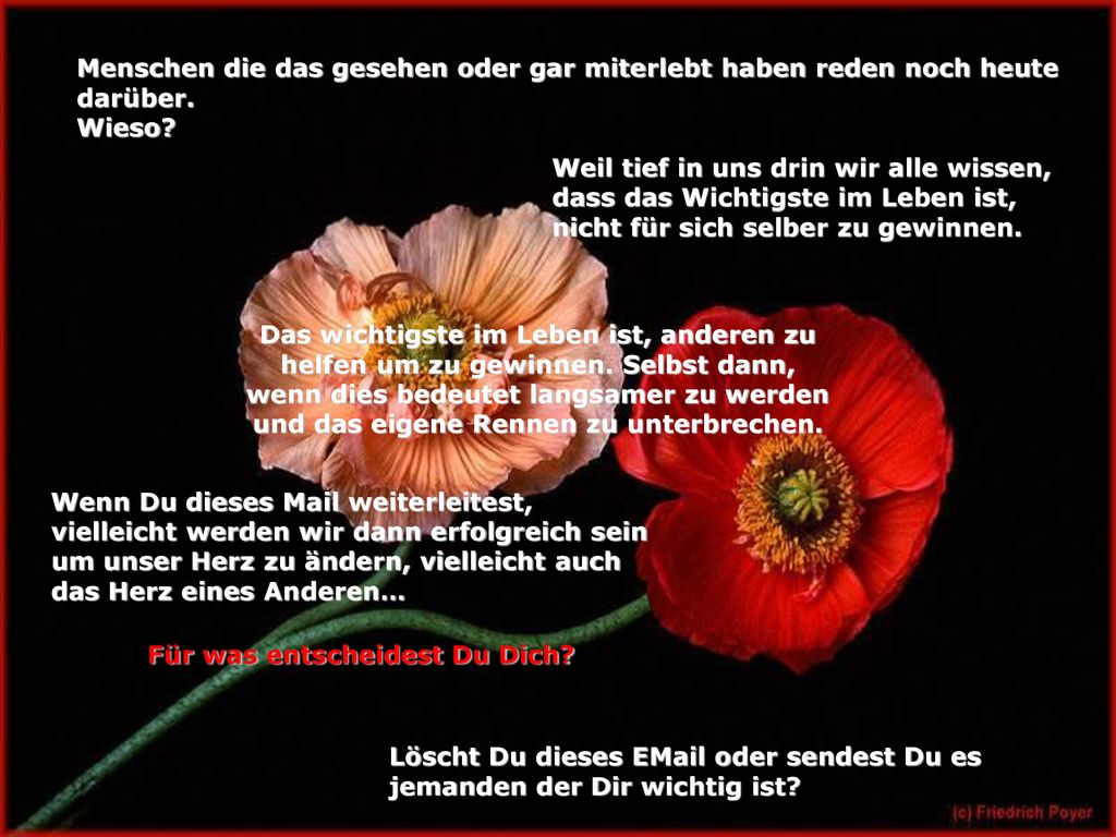 Menschen die das gesehen oder gar miterlebt haben reden noch heute darüber.