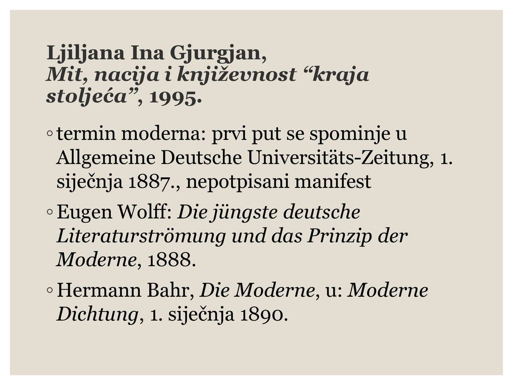 Ljiljana Ina Gjurgjan, Mit, nacija i književnost kraja stoljeća , 1995.