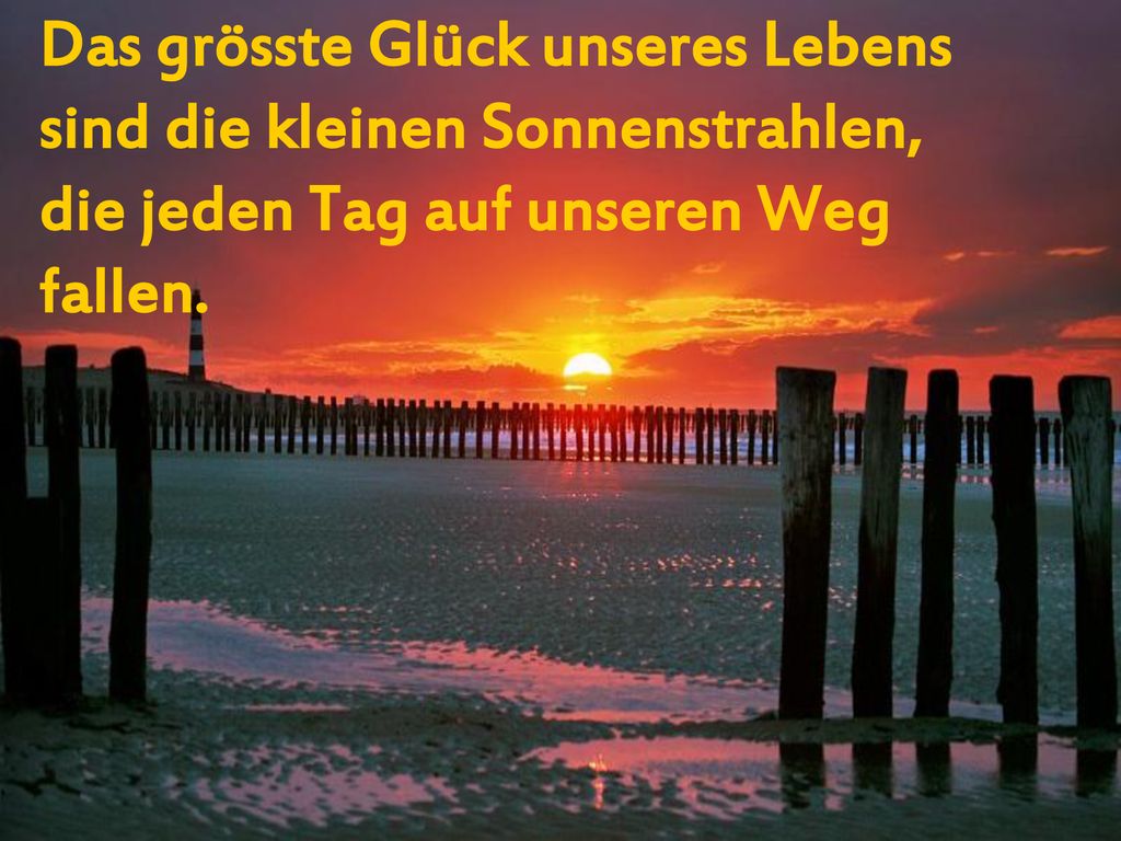 Das grösste Glück unseres Lebens sind die kleinen Sonnenstrahlen, die jeden Tag auf unseren Weg fallen.