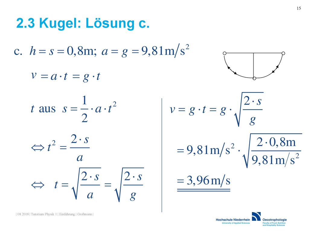 Kugel: Lösung c. | | Tutorium Physik 1 | Einführung | Großmann |