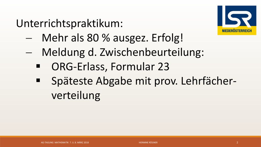 AG-Tagung mathematik 7. u. 8. März 2018 Hermine Rögner