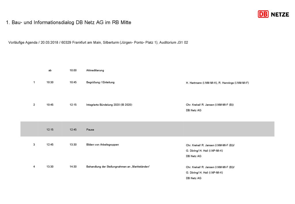 1. Bau- und Informationsdialog DB Netz AG im RB Mitte